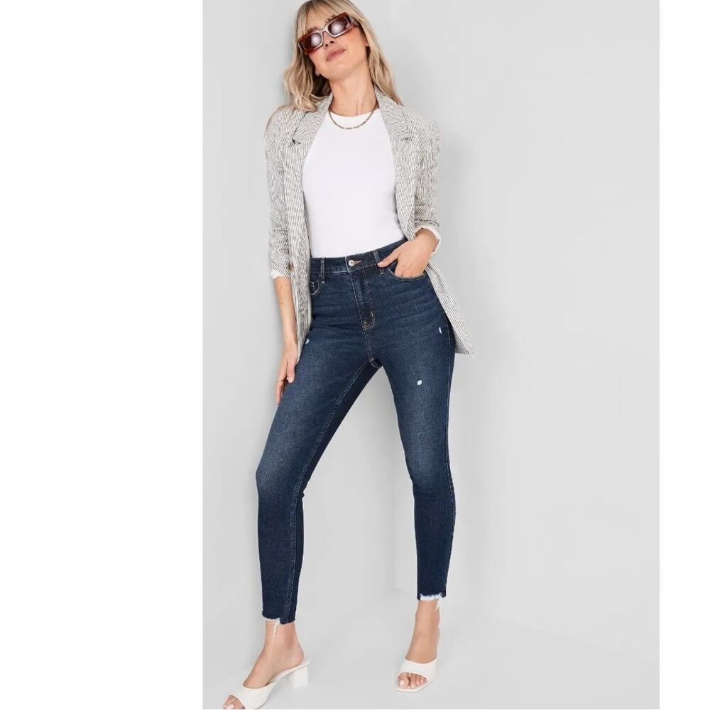 Old Navy Jeans 360 Stretch Extra High Rise Rockstar Super Skinny Raw Hem 16